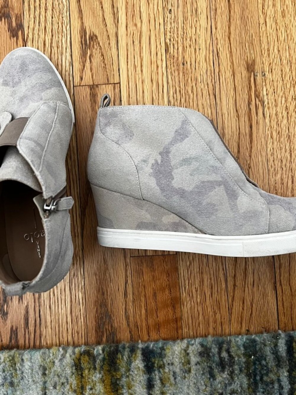 Linea Paolo Women's Sz 7.5 Camo Suede Wedge Sneaker Booties Alt Edgy Streetwear - Picture 7 of 11